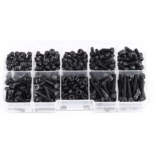 Hengeres fejű belső kulcsnyílású csavar készlet 300 db DIN 912 12.9 DSB fekete M3